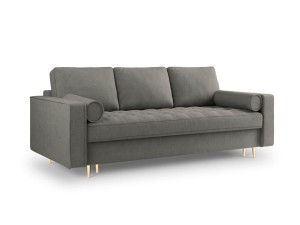Rozkładana sofa 3 osobowa Santo strukturalna ciemny szary nóżki złote