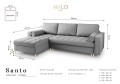 Narożna sofa z funkcją spania Santo strukturalna jasny beż nóżki złote