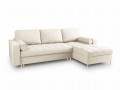 Narożna sofa z funkcją spania Santo strukturalna jasny beż nóżki złote