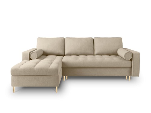 Narożna sofa z funkcją spania Santo strukturalna ciemny beż nóżki złote