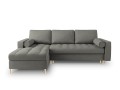 Narożna sofa z funkcją spania Santo strukturalna ciemny szary nóżki złote