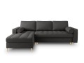 Narożna sofa z funkcją spania Santo strukturalna grafitowa nóżki złote