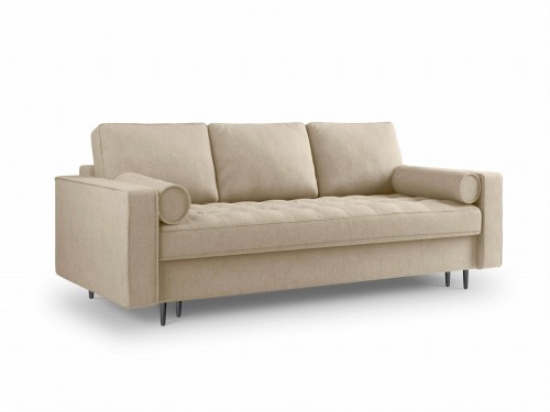 Rozkładana sofa 3 osobowa Santo strukturalna ciemny beż nóżki czarne