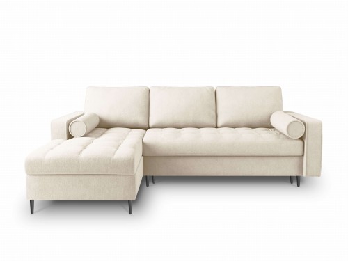 Narożna sofa z funkcją spania Santo strukturalna jasny beż nóżki czarne