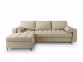 Narożna sofa z funkcją spania Santo strukturalna ciemny beż nóżki czarne