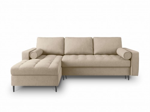 Narożna sofa z funkcją spania Santo strukturalna ciemny beż nóżki czarne
