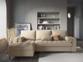 Narożna sofa z funkcją spania Santo strukturalna ciemny beż nóżki czarne