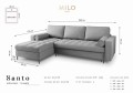 Narożna sofa z funkcją spania Santo strukturalna jasny szary nóżki czarny