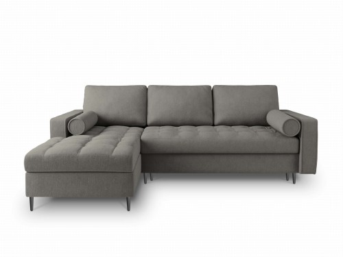 Narożna sofa z funkcją spania Santo strukturalna ciemny szary nóżki czarne