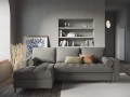 Narożna sofa z funkcją spania Santo strukturalna ciemny szary nóżki czarne