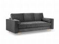 Rozkładana sofa 3 osobowa pikowana Santo aksamit ciemno szara na złotych nóżkach