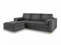 Narożna sofa z funkcją spania Santo aksamit ciemna szara nóżki złote