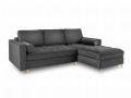 Narożna sofa z funkcją spania Santo aksamit ciemna szara nóżki złote
