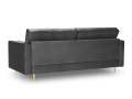 Sofa trzyosobowa Santo aksamit ciemno szara na złotych nóżkach