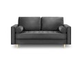 Sofa dwuosobowa Santo aksamit ciemno szara na złotych nóżkach