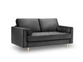 Sofa dwuosobowa Santo aksamit ciemno szara na złotych nóżkach