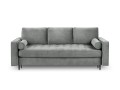 Rozkładana sofa 3 osobowa Santo aksamit jasno szara nóżki czarne
