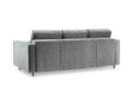 Rozkładana sofa 3 osobowa Santo aksamit jasno szara nóżki czarne