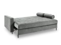 Rozkładana sofa 3 osobowa Santo aksamit jasno szara nóżki czarne
