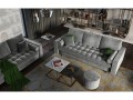 Rozkładana sofa 3 osobowa Santo aksamit jasno szara nóżki czarne