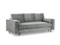 Rozkładana sofa 3 osobowa Santo aksamit jasno szara nóżki czarne