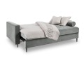 Rozkładana sofa 3 osobowa Santo aksamit jasno szara nóżki czarne