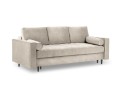 Rozkładana sofa 3 osobowa pikowana Santo aksamit beżowa nóżki czarne
