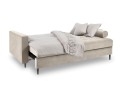 Rozkładana sofa 3 osobowa pikowana Santo aksamit beżowa nóżki czarne