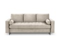 Rozkładana sofa 3 osobowa pikowana Santo aksamit beżowa nóżki czarne