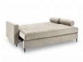 Rozkładana sofa 3 osobowa pikowana Santo aksamit beżowa nóżki czarne