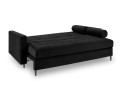 Rozkładana sofa 3 osobowa pikowana Santo aksamit czarna nóżki retro