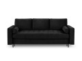 Rozkładana sofa 3 osobowa pikowana Santo aksamit czarna nóżki retro