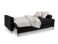 Rozkładana sofa 3 osobowa pikowana Santo aksamit czarna nóżki retro