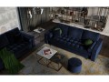 Rozkładana sofa 3 osobowa pikowana Santo aksamit granatowa nóżki czarne