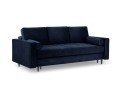 Rozkładana sofa 3 osobowa pikowana Santo aksamit granatowa nóżki czarne