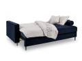 Rozkładana sofa 3 osobowa pikowana Santo aksamit granatowa nóżki czarne