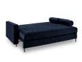 Rozkładana sofa 3 osobowa pikowana Santo aksamit granatowa nóżki czarne