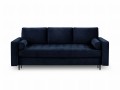 Rozkładana sofa 3 osobowa pikowana Santo aksamit granatowa nóżki czarne