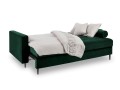 Rozkładana sofa 3 osobowa Santo aksamit butelkowa zieleń nóżki czarne