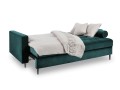 Rozkładana sofa 3 osobowa pikowana Santo aksamit morski nóżki czarne
