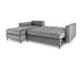 Narożna sofa z funkcją spania Santo aksamit jasno szara nóżki czarne