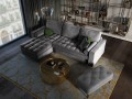 Narożna sofa z funkcją spania Santo aksamit ciemna szara nóżki czarne