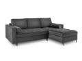 Narożna sofa z funkcją spania Santo aksamit ciemna szara nóżki czarne