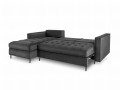 Narożna sofa z funkcją spania Santo aksamit ciemna szara nóżki czarne