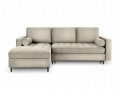 Narożna sofa z funkcją spania Santo aksamit beżowa nóżki czarne