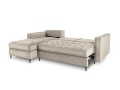 Narożna sofa z funkcją spania Santo aksamit beżowa nóżki czarne