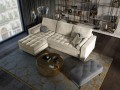 Narożna sofa z funkcją spania Santo aksamit beżowa nóżki czarne