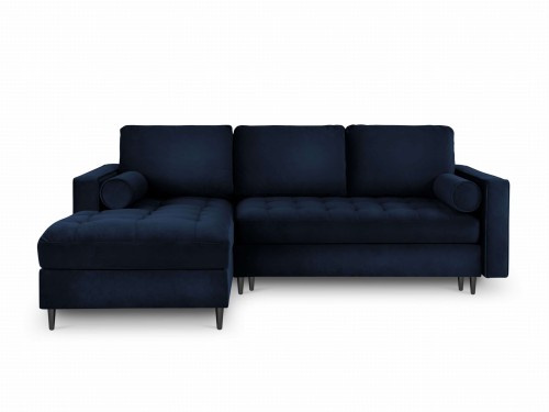 Narożna sofa z funkcją spania Santo aksamit granat nóżki czarne