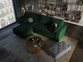 Narożna sofa z funkcją spania Santo aksamit butelkowa zieleń nóżki czarne