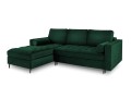 Narożna sofa z funkcją spania Santo aksamit butelkowa zieleń nóżki czarne